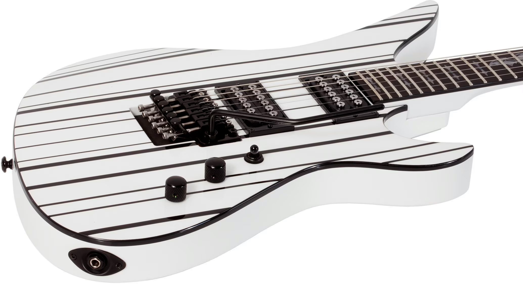 Schecter Synyster Standard Signature 2h Fr Eb - Gloss White With Black Pinstripes - Signature electric guitar - Variation 1