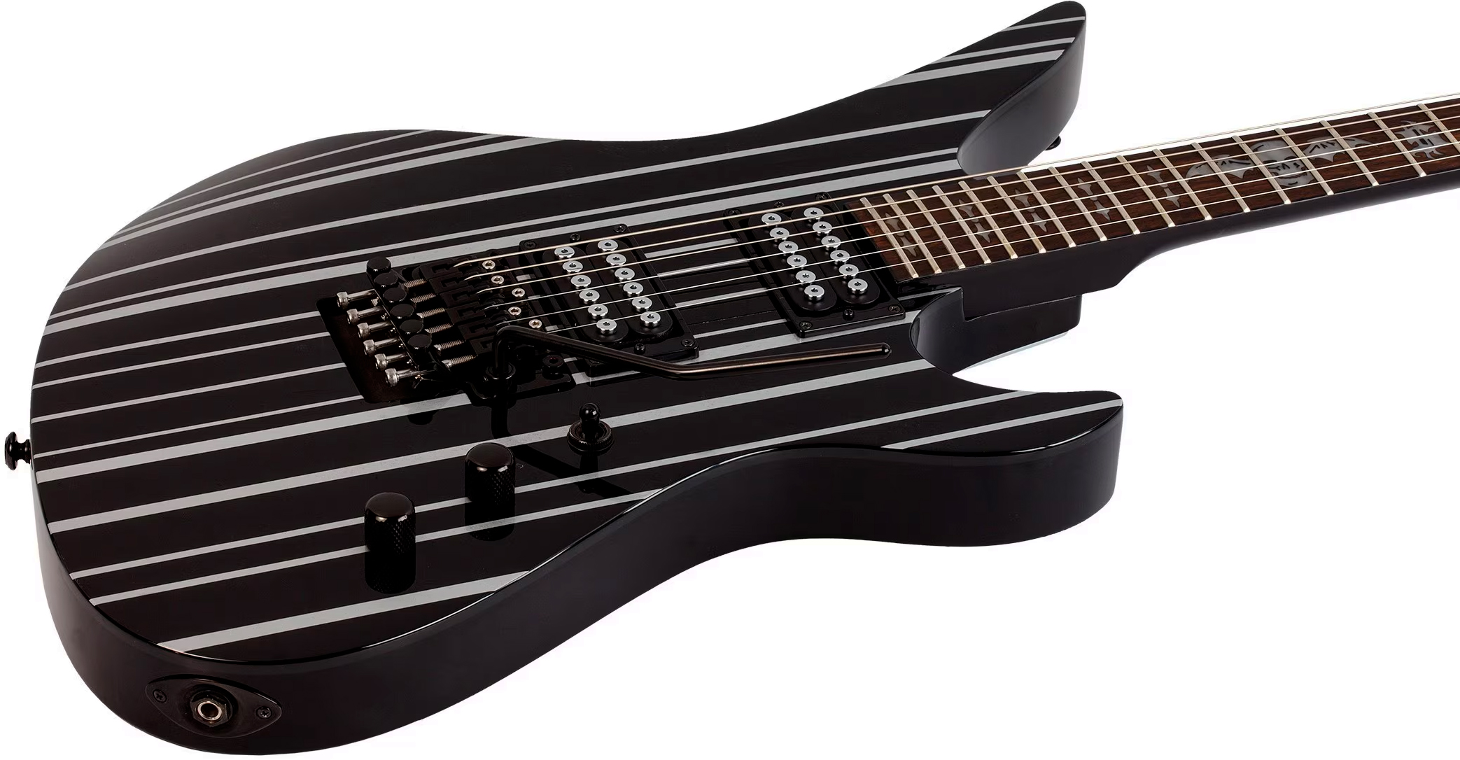 Schecter Synyster Standard Signature 2h Fr Eb - Gloss Black With Silver Pinstripes - Signature electric guitar - Variation 1