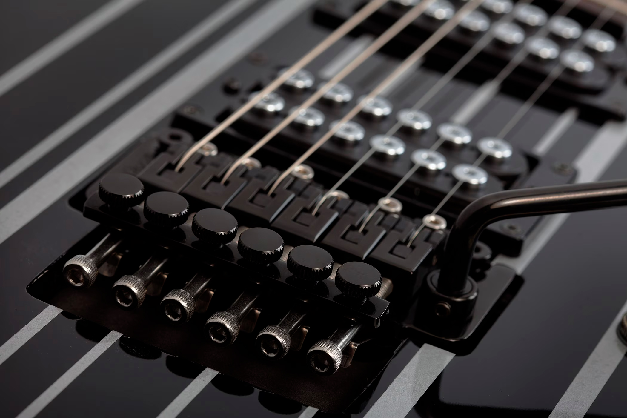 Schecter Synyster Standard Signature 2h Fr Eb - Gloss Black With Silver Pinstripes - Signature electric guitar - Variation 2