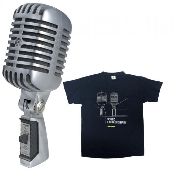 Vocal microphones Shure 55SHT2  + T-shirt noir Super 55, taille XL