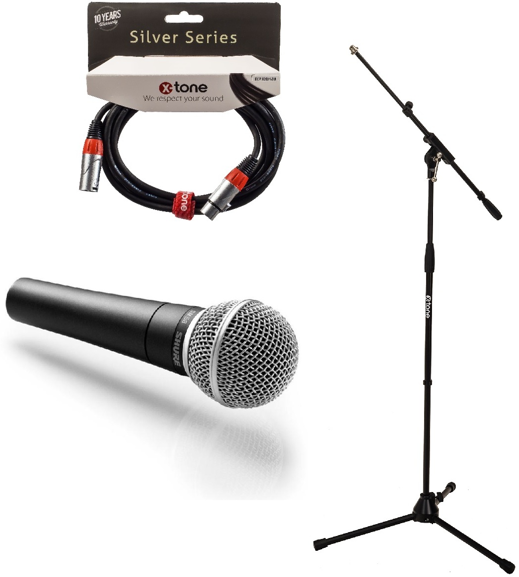 Shure Sm58 + Pied Perche X-tone  + CÂble Xlr 3m - Microphone pack with stand - Main picture