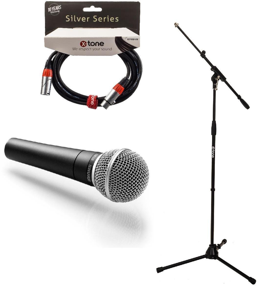Microphone pack with stand Shure SM58 + Pied perche X-tone + Câble XLR 3M