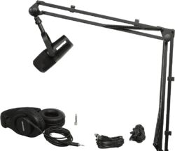 Microphone pack with stand Shure Pack MV7-K + pied K&M23840 + SRH440A-EFS