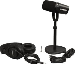 Microphone pack with stand Shure Pack MV7-K + TKM 23230 + SRH440A-EFS