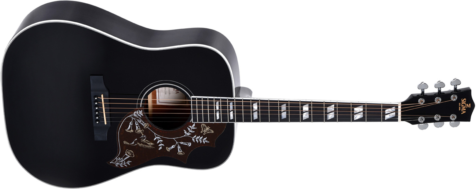 Sigma Dm-sg5-bk Dreadnought Epicea Acajou Mic - Black - Acoustic guitar & electro - Main picture