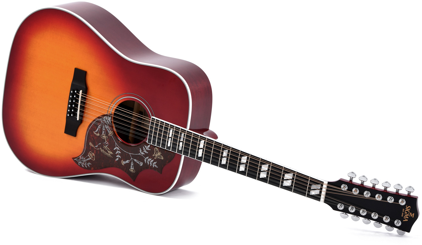 Sigma Dm12-sg5 12-string Dreadnought 12c Epicea Acajou Mic - Vintage Cherry Sunburst - Acoustic guitar & electro - Variation 2