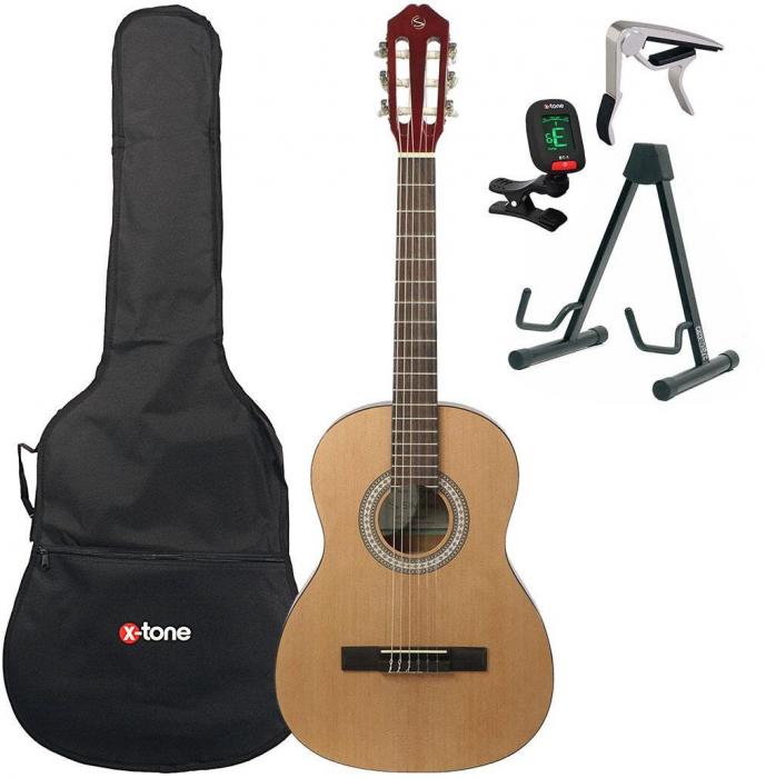Classical guitar set Silvanez CL-34 NAT + gigbag + tuner + capo + stand - Natural gloss