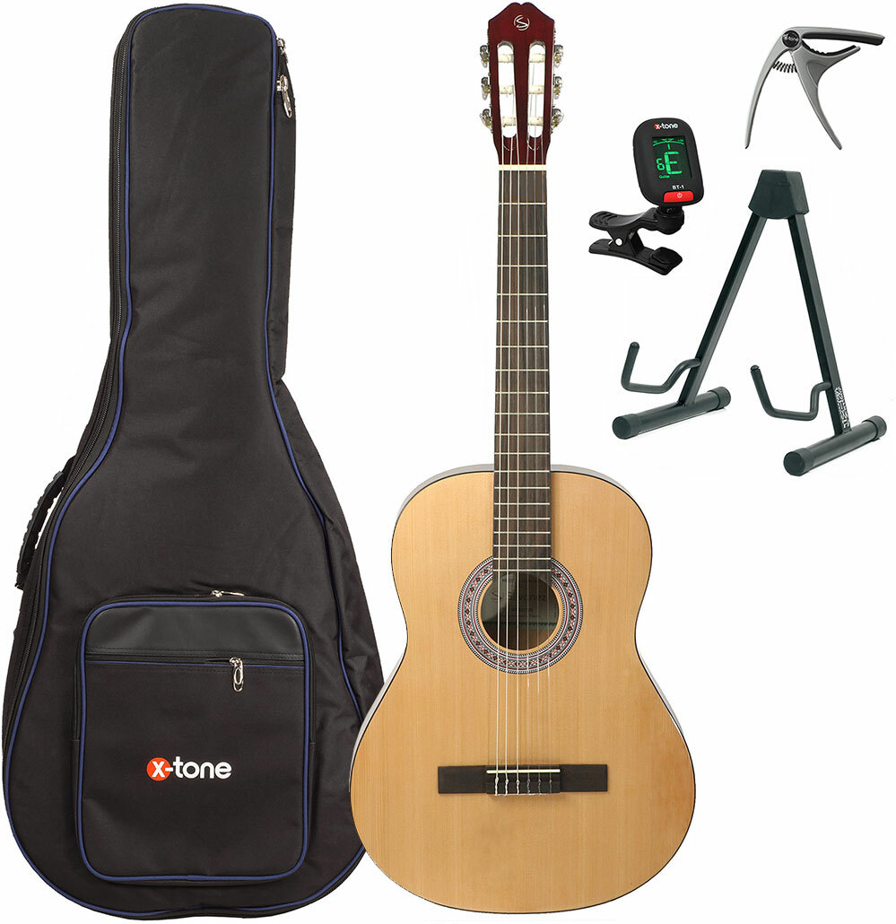 Silvanez Cl44-nat +housse X-tone 2002 +accordeur +capo +stand - Natural - Classical guitar Set - Main picture