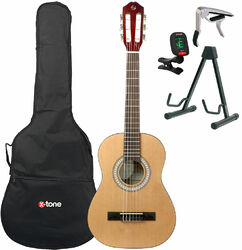 Classical guitar set Silvanez CL-12 NAT + gigbag + tuner + capo + stand - Natural gloss