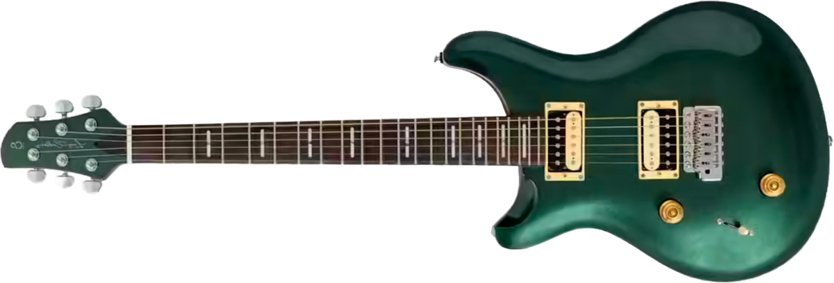 Sire Larry Carlton Q7 Lh Gaucher 2h Trem Eb - Metallic Green - Double cut electric guitar - Main picture