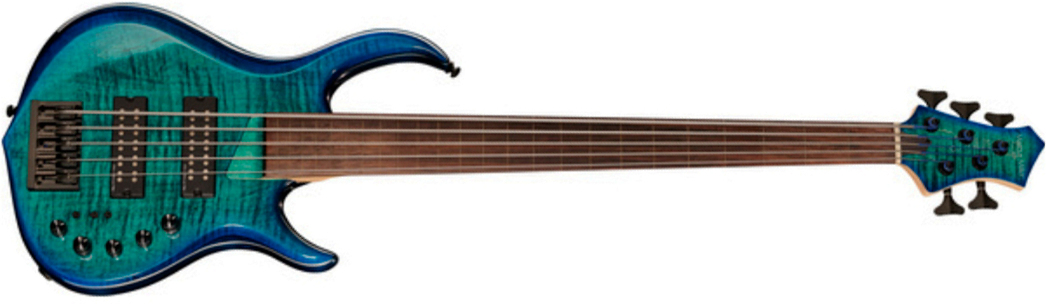 Sire Marcus Miller M5 Swamp Ash 5st Fl Fretless Active Eb - Transparent Blue - Solid body electric bass - Main picture