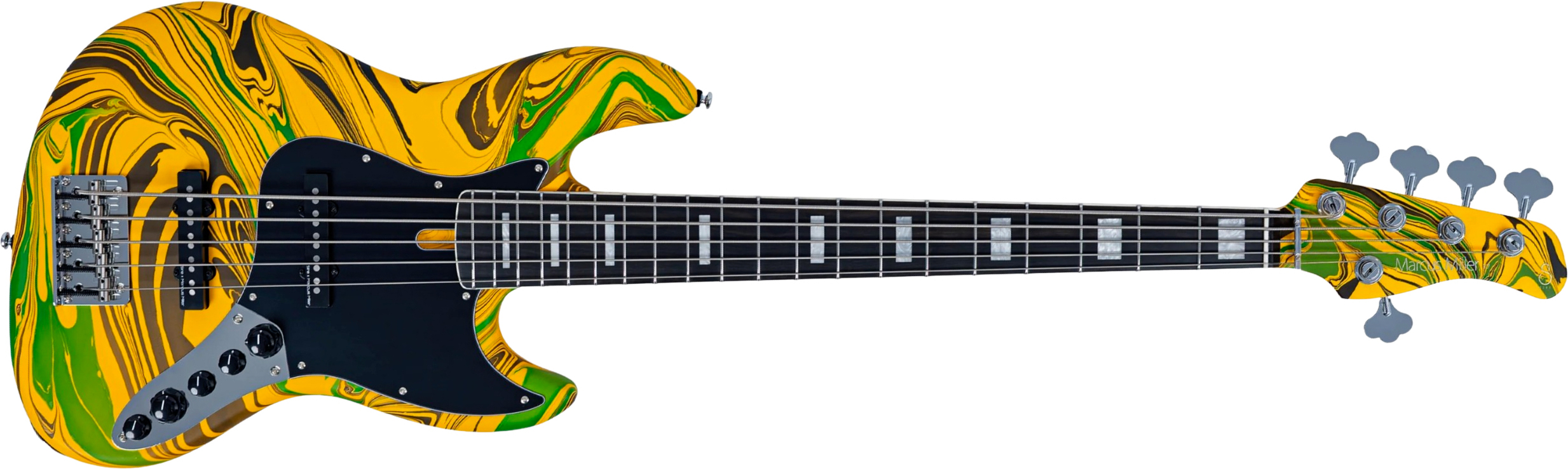 Sire Marcus Miller V7 Alder 2nd Gen 5st 5c Active Eb - Yellow Swirl - Solid body electric bass - Main picture