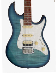 Str shape electric guitar Sire Larry Carlton S7 FM - Trans blue