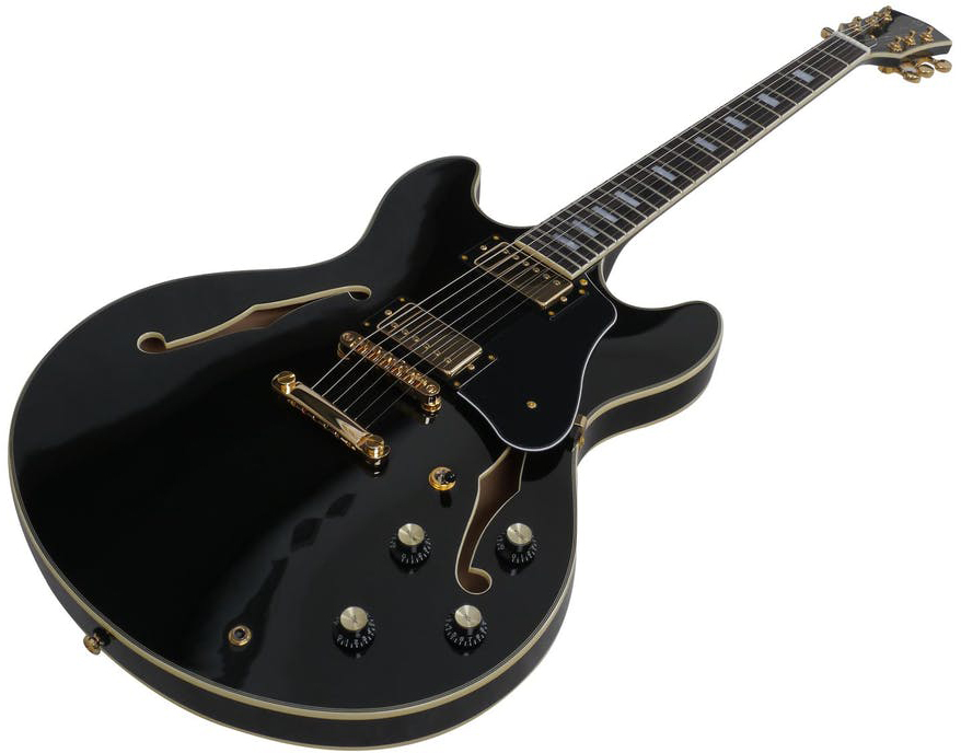 Sire Larry Carlton H7 Lh Signature Gaucher 2h Ht Eb - Black - Semi-hollow electric guitar - Variation 2