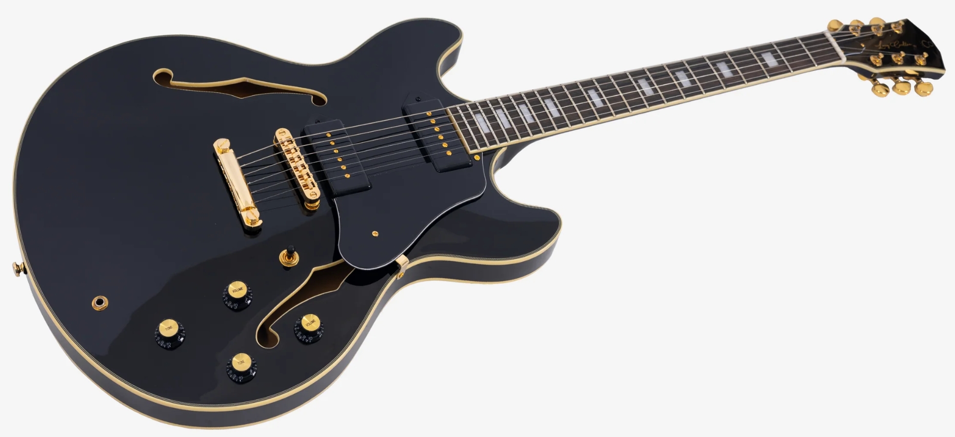 Sire Larry Carlton H7v Lh Signature Gaucher 2s P90 Ht Eb - Black - Semi-hollow electric guitar - Variation 2