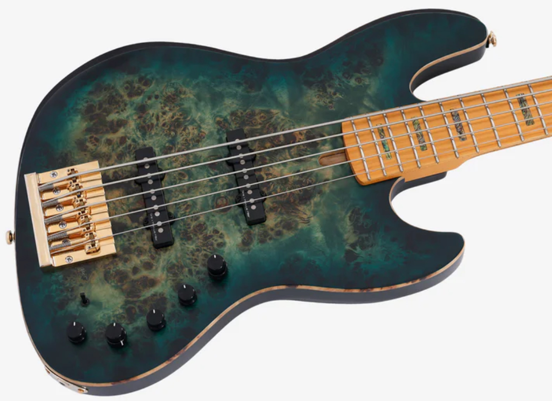 Sire Marcus Miller V10 5st 2nd Gen. 5c Active Mn - Transparent Green Satin - Solid body electric bass - Variation 2