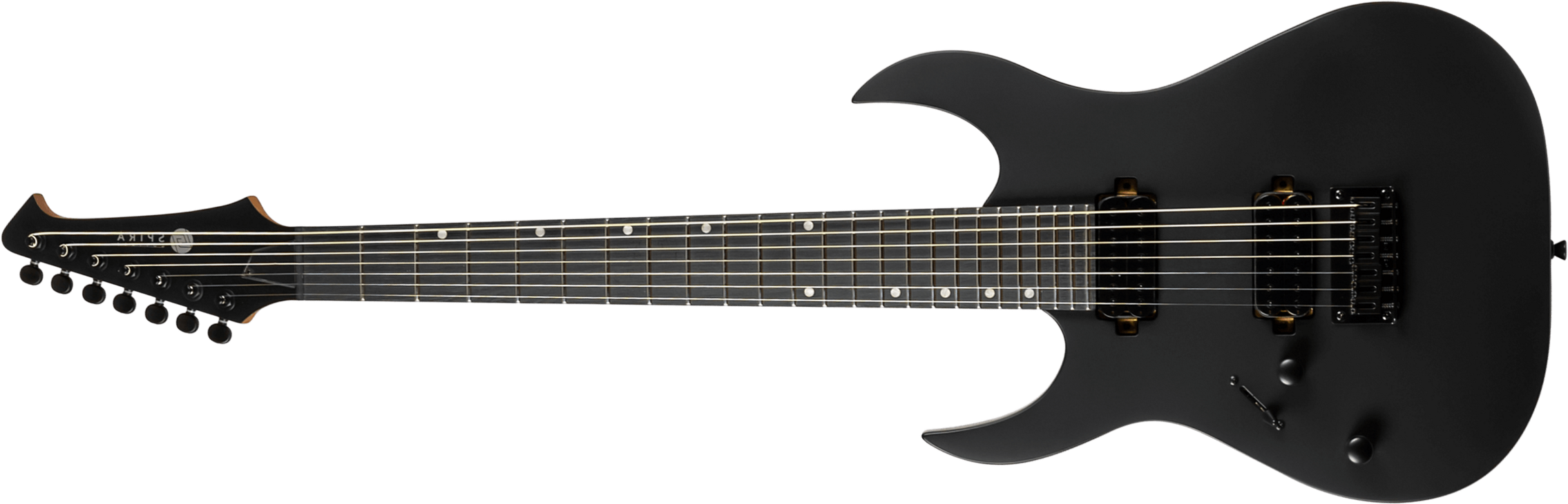 Spira Guitars S407 Mbk Lh Gaucher 7c Baryton 2h Ht Ebh Ht - Satin Black - Baritone guitar - Main picture