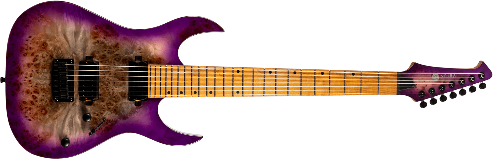 Spira Guitars S457 Tpp 7c Baritone 2h Ht Mn - Gloss Trans Purple - Baritone guitar - Main picture