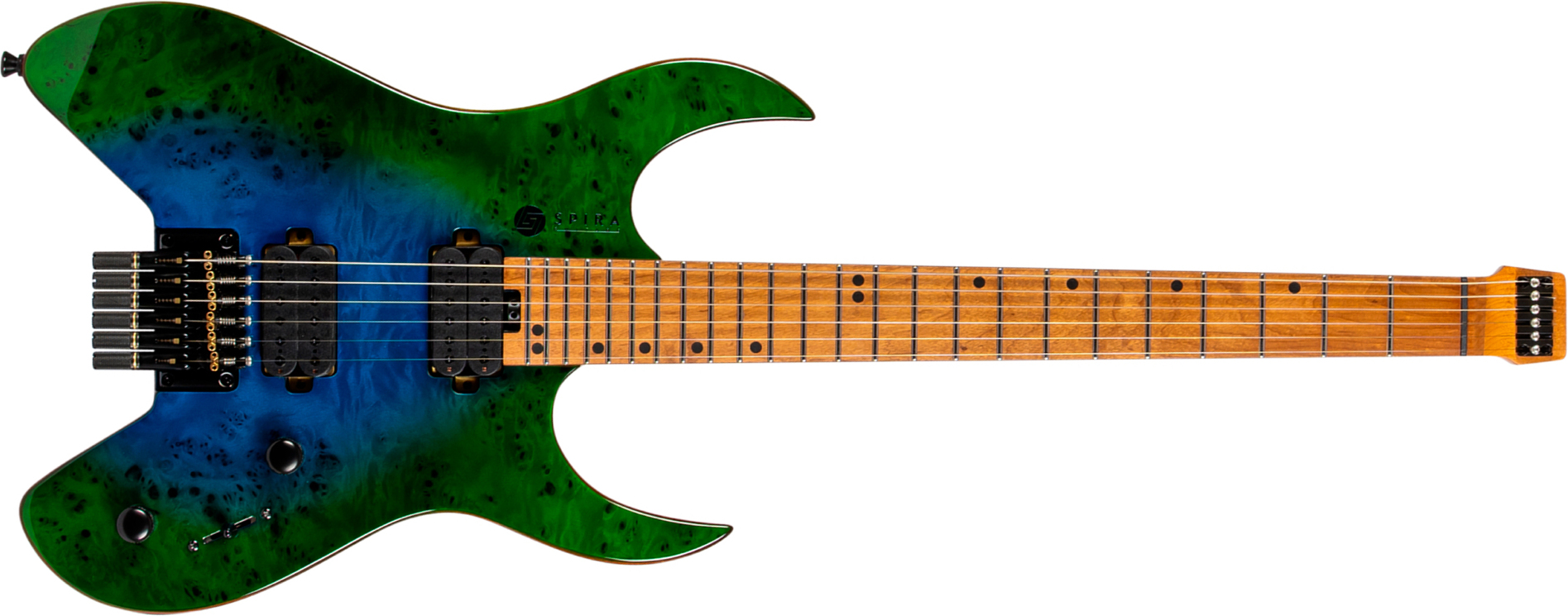 Spira Guitars S500 Gbr Headless 2h Ht Mn - Green & Blue - Double cut electric guitar - Main picture