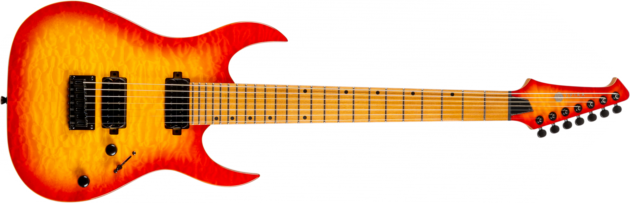 Spira Guitars S507 Qfb 7c Baritone 2h Ht Mn - Fireburst - Baritone guitar - Main picture