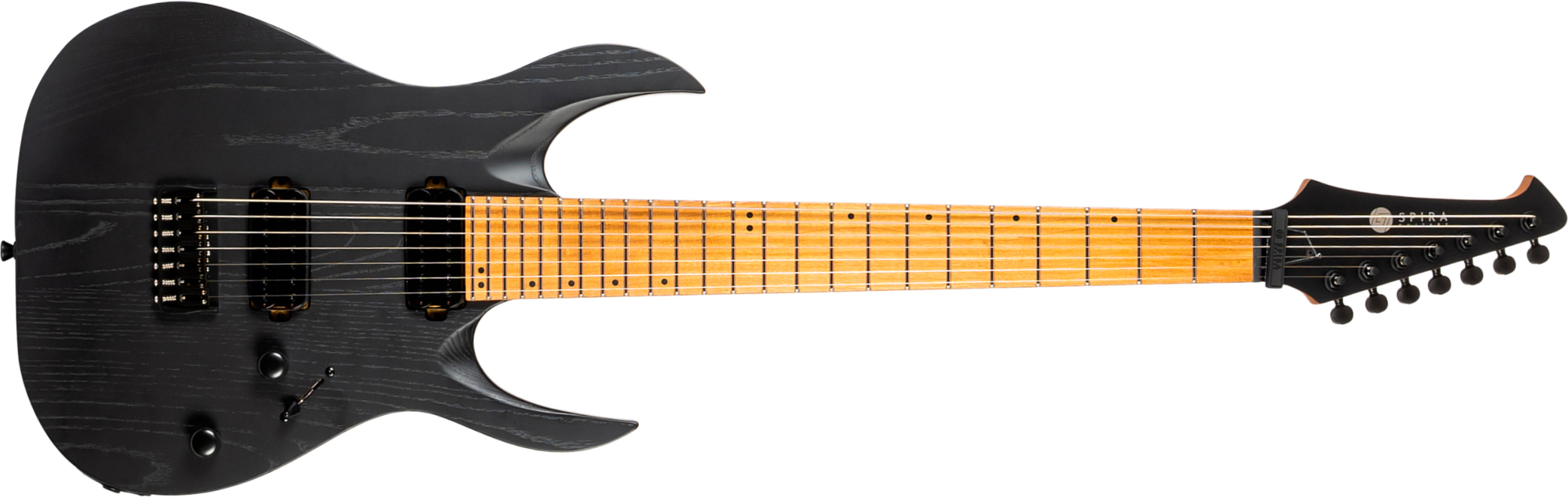 Spira Guitars S607 Abk 7c Baryton 2h Ht Eb - Stained Black - Baritone guitar - Main picture
