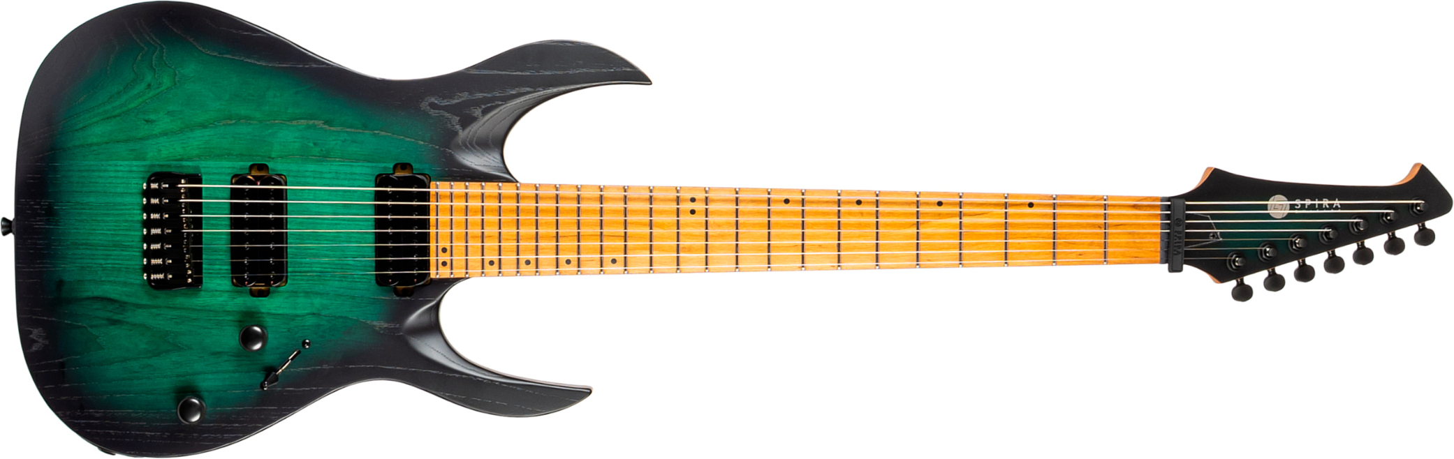 Spira Guitars S607 Agr 7c Baryton 2h Ht Eb - Stained Green - Baritone guitar - Main picture