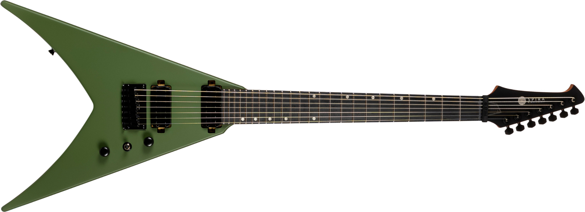 Spira Guitars V407 Mgr 7c 2h Ht Eb - Green Satin - Metal electric guitar - Main picture