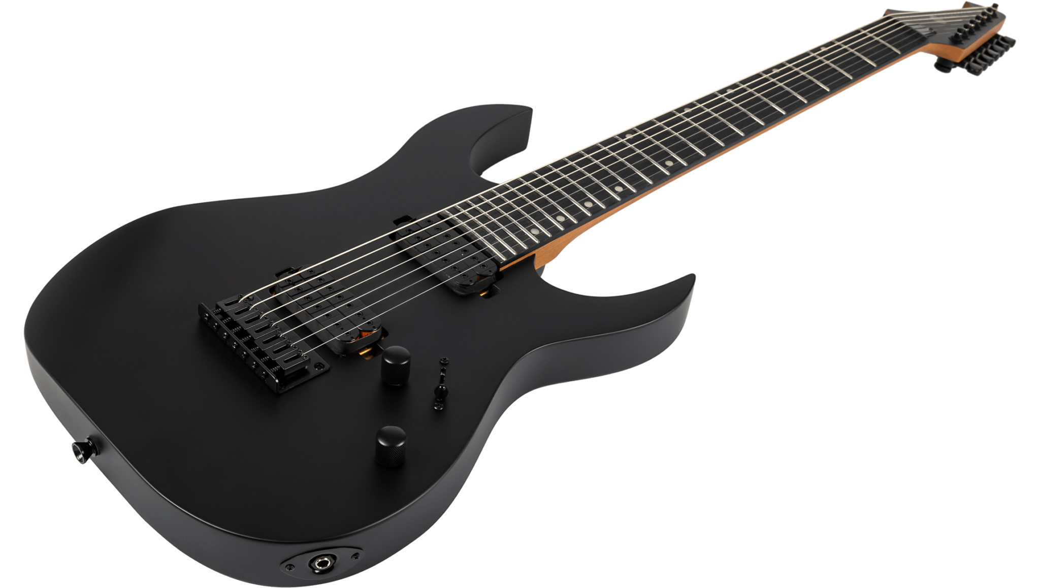 Spira Guitars S407 Mbk Lh Gaucher 7c Baryton 2h Ht Ebh Ht - Satin Black - Baritone guitar - Variation 2