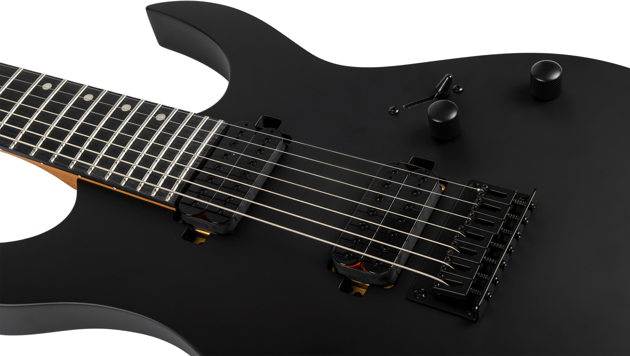 Spira Guitars S407 Mbk Lh Gaucher 7c Baryton 2h Ht Ebh Ht - Satin Black - Baritone guitar - Variation 3