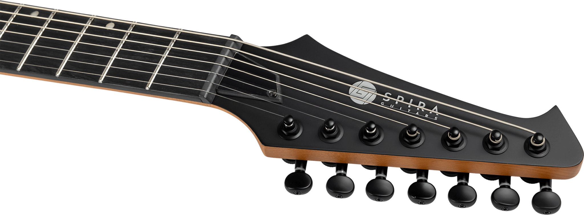 Spira Guitars S407 Mbk Lh Gaucher 7c Baryton 2h Ht Ebh Ht - Satin Black - Baritone guitar - Variation 4