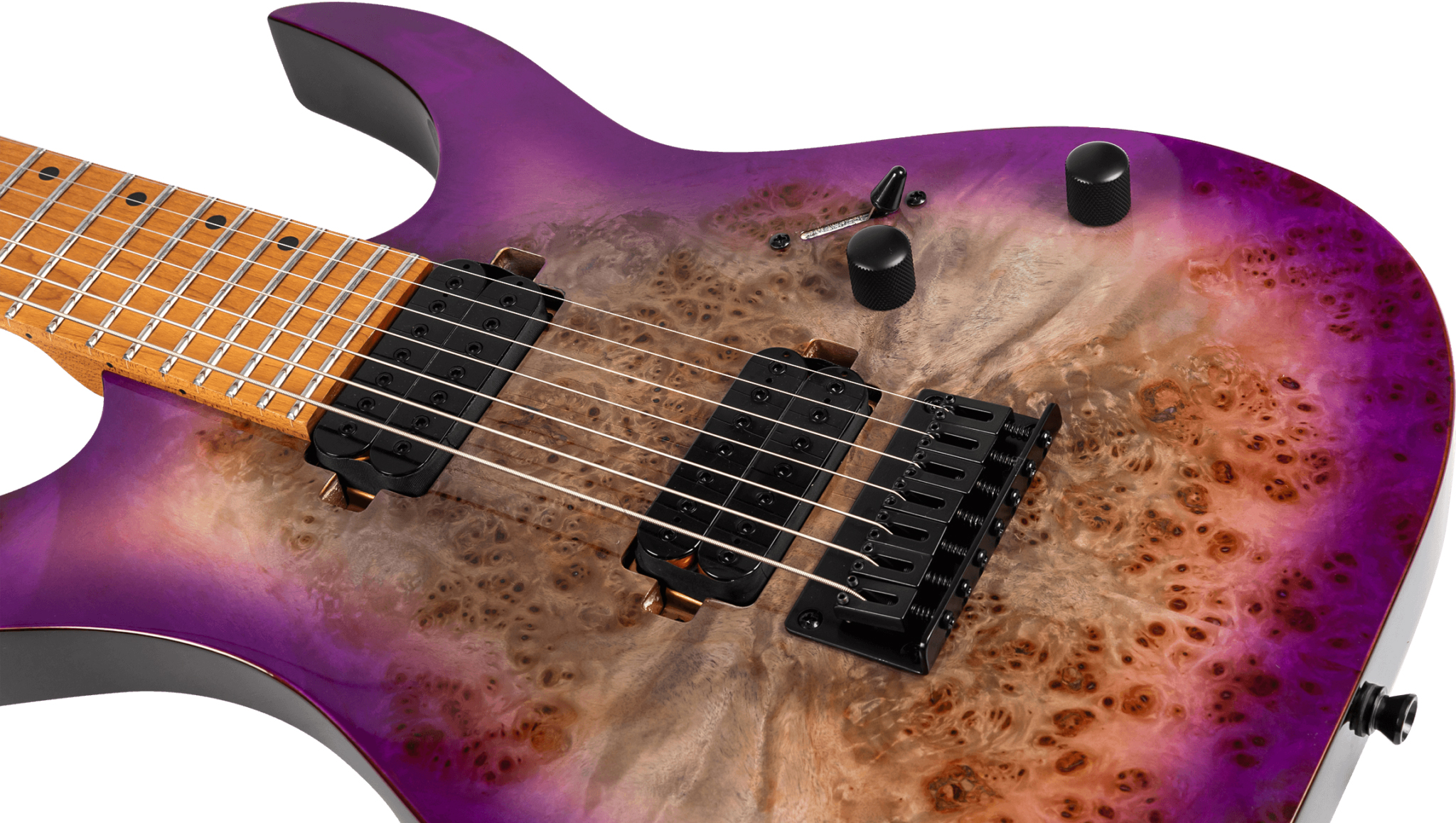 Spira Guitars S457 Tpp 7c Baritone 2h Ht Mn - Gloss Trans Purple - Baritone guitar - Variation 3