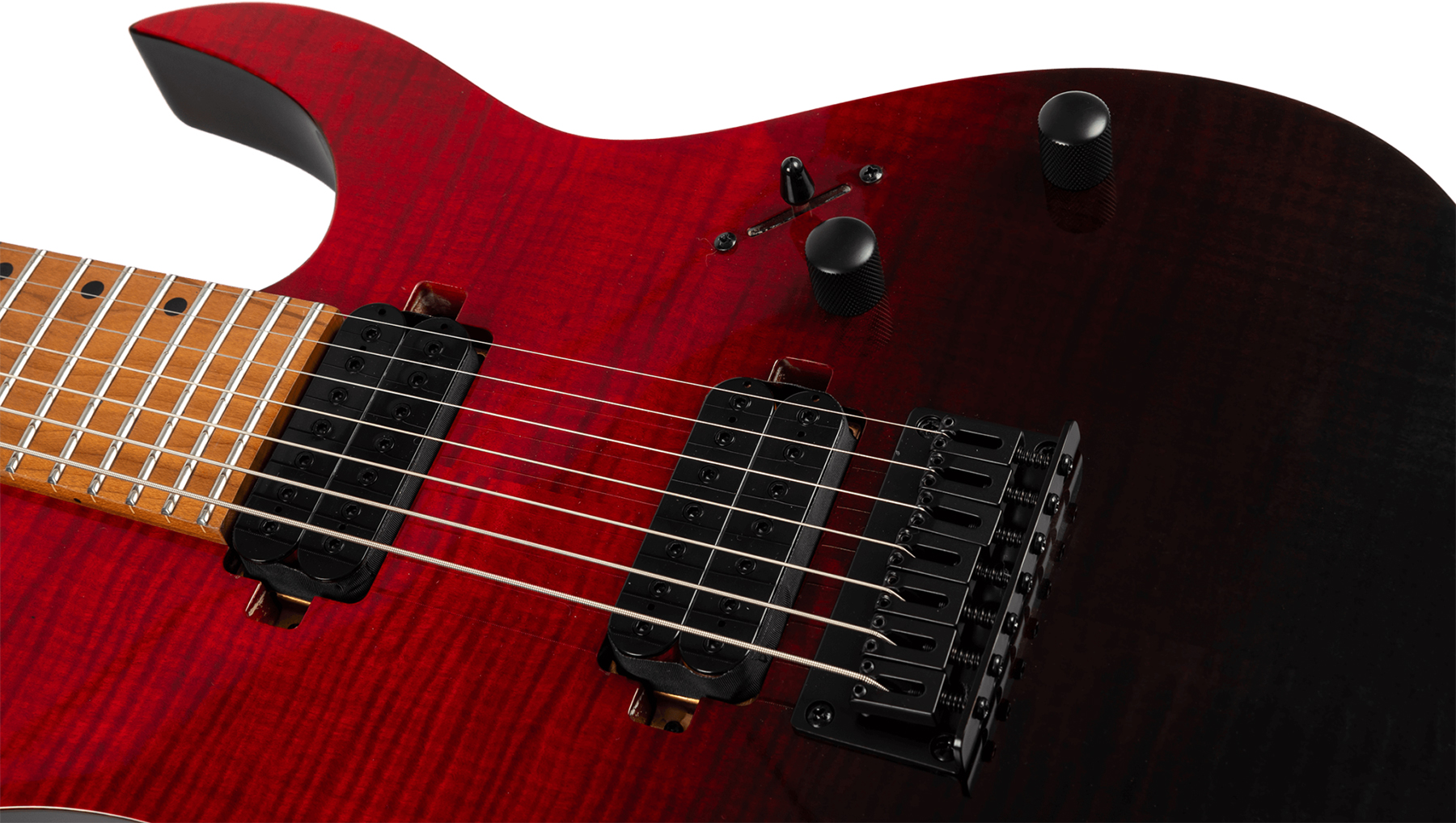 Spira Guitars S457 Trd 7c Baritone 2h Ht Mn - Trans Red/black - Baritone guitar - Variation 3