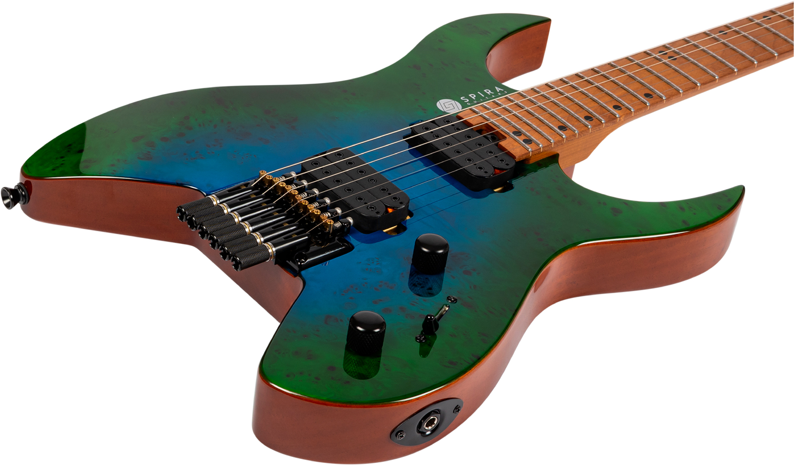 Spira Guitars S500 Gbr Headless 2h Ht Mn - Green & Blue - Double cut electric guitar - Variation 2