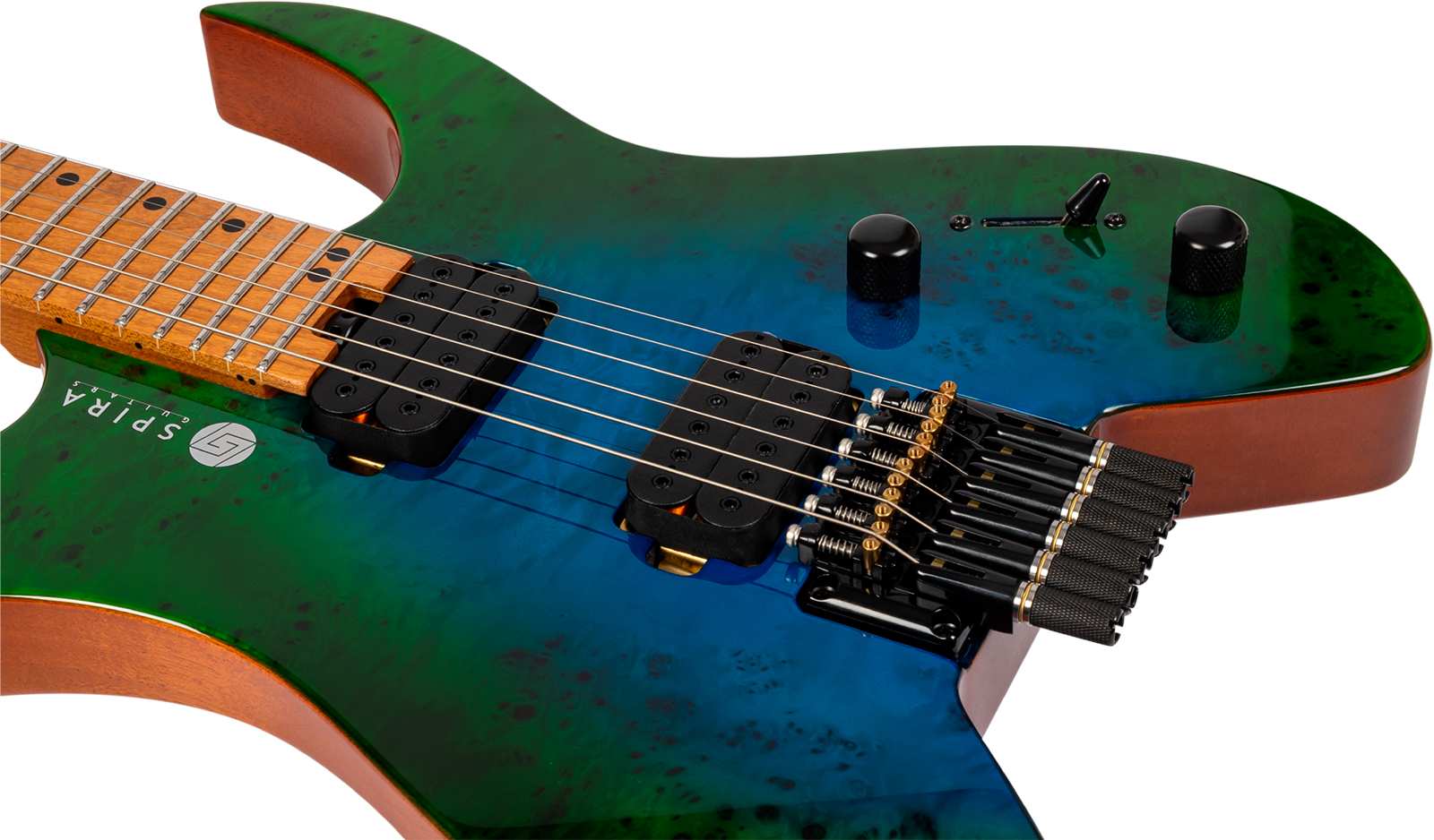 Spira Guitars S500 Gbr Headless 2h Ht Mn - Green & Blue - Double cut electric guitar - Variation 3