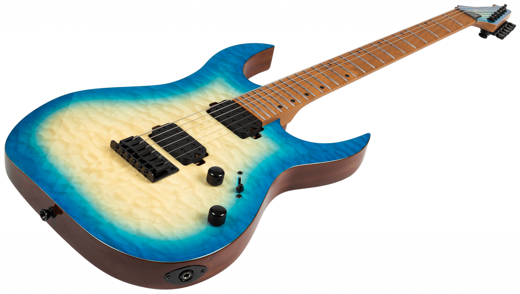Spira Guitars S500q Ab 2h Ht Mn - Trans Aqua Blue - Str shape electric guitar - Variation 2