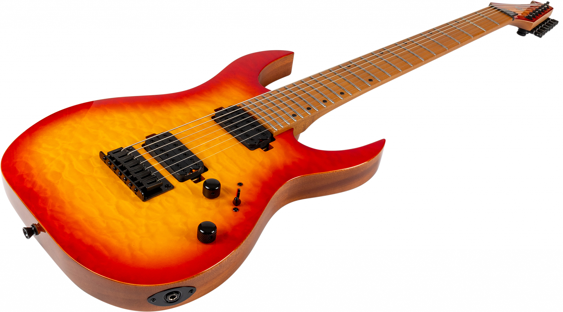 Spira Guitars S507 Qfb 7c Baritone 2h Ht Mn - Fireburst - Baritone guitar - Variation 2