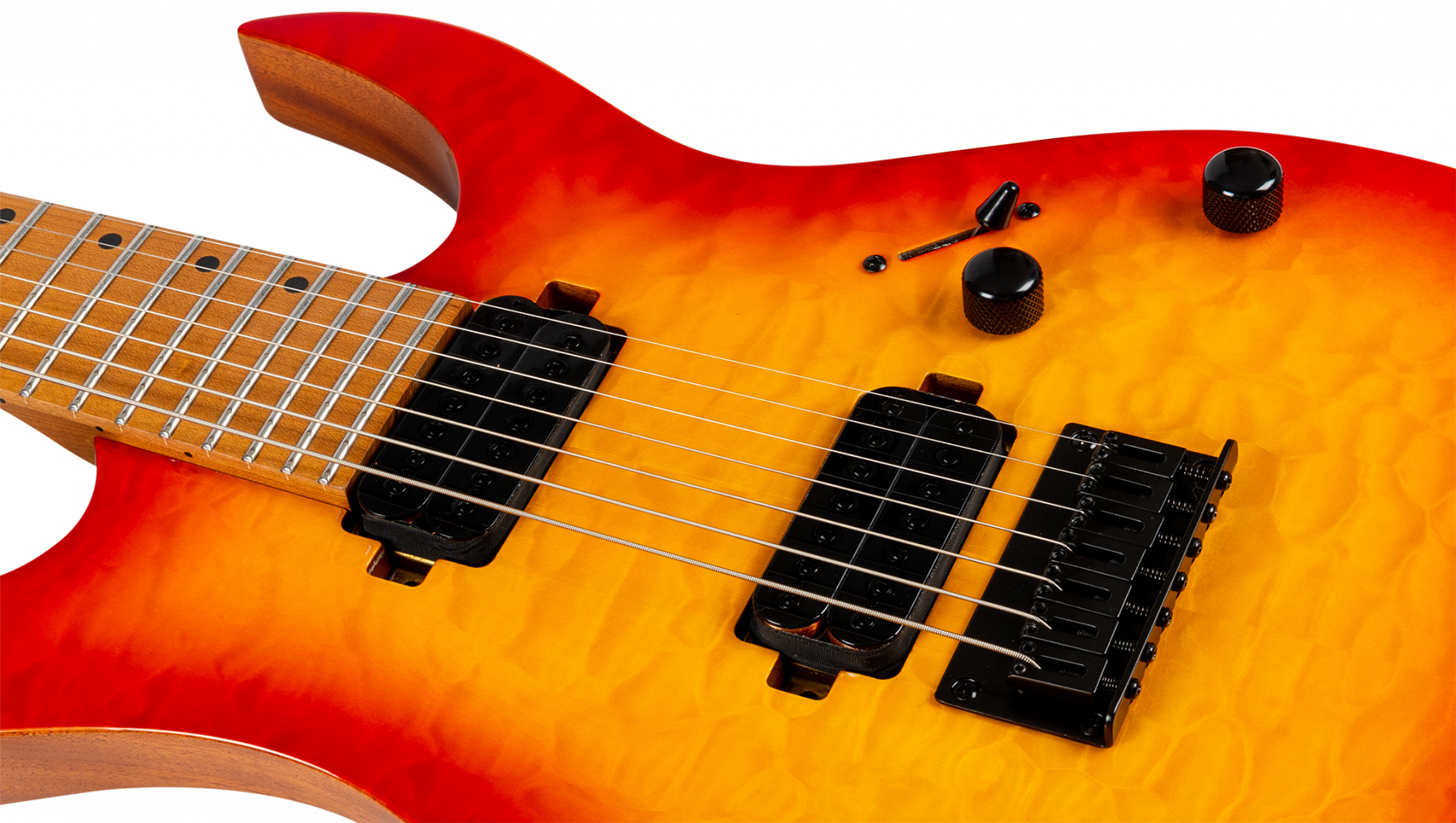 Spira Guitars S507 Qfb 7c Baritone 2h Ht Mn - Fireburst - Baritone guitar - Variation 3
