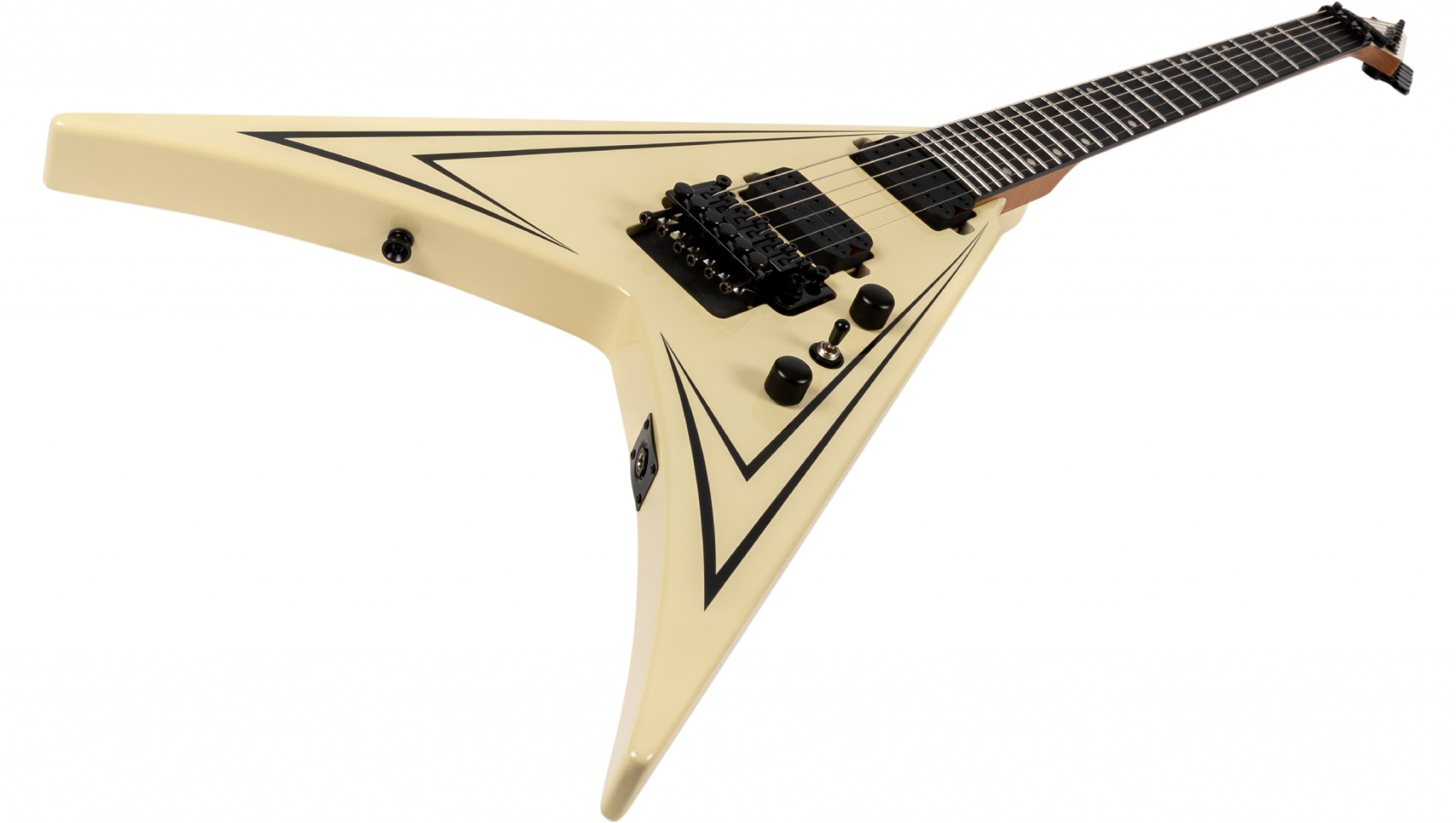 Spira Guitars V420 Awh 2h Trem Eb - Antique White Stripe - Metal electric guitar - Variation 2