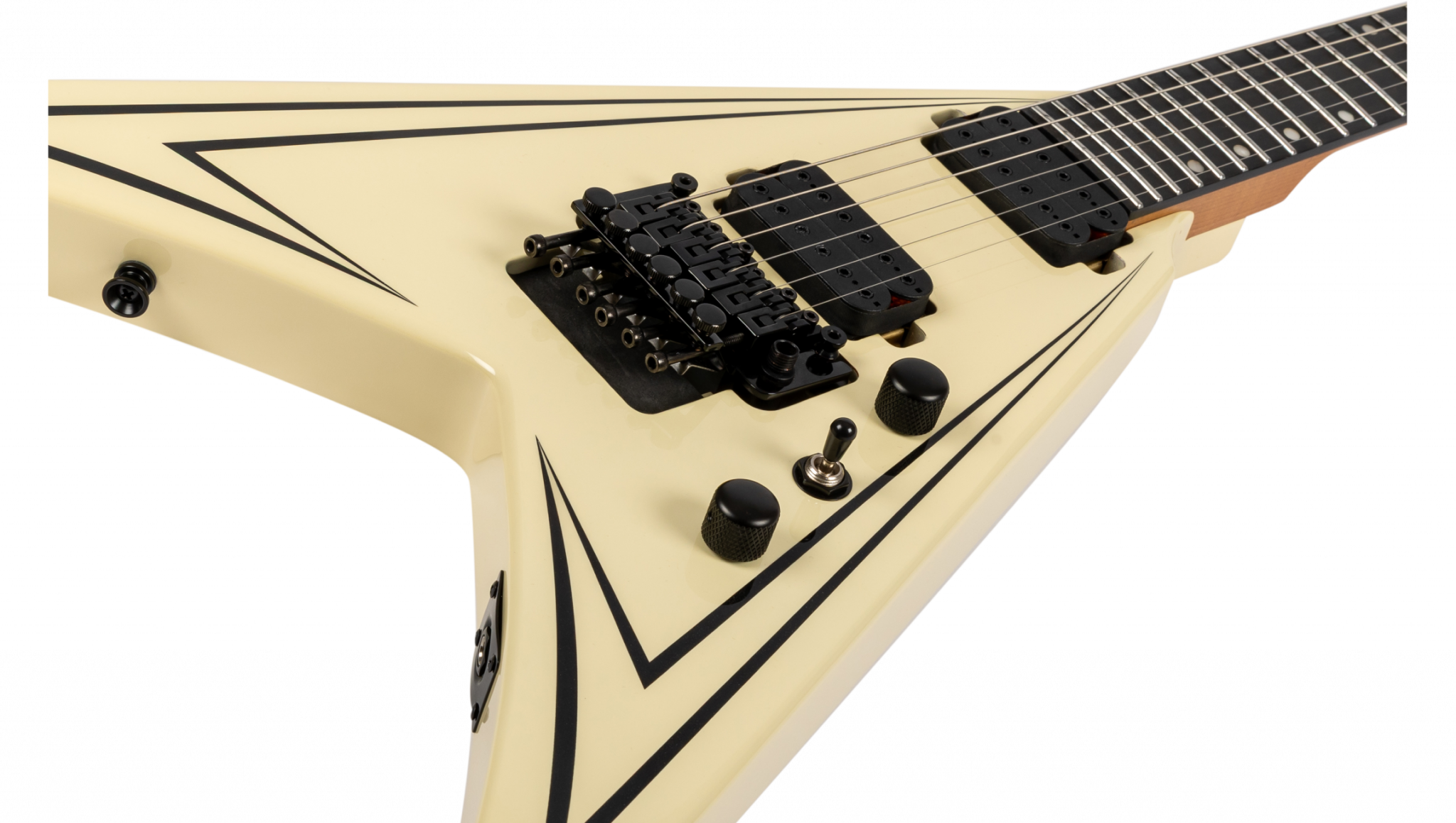 Spira Guitars V420 Awh 2h Trem Eb - Antique White Stripe - Metal electric guitar - Variation 3