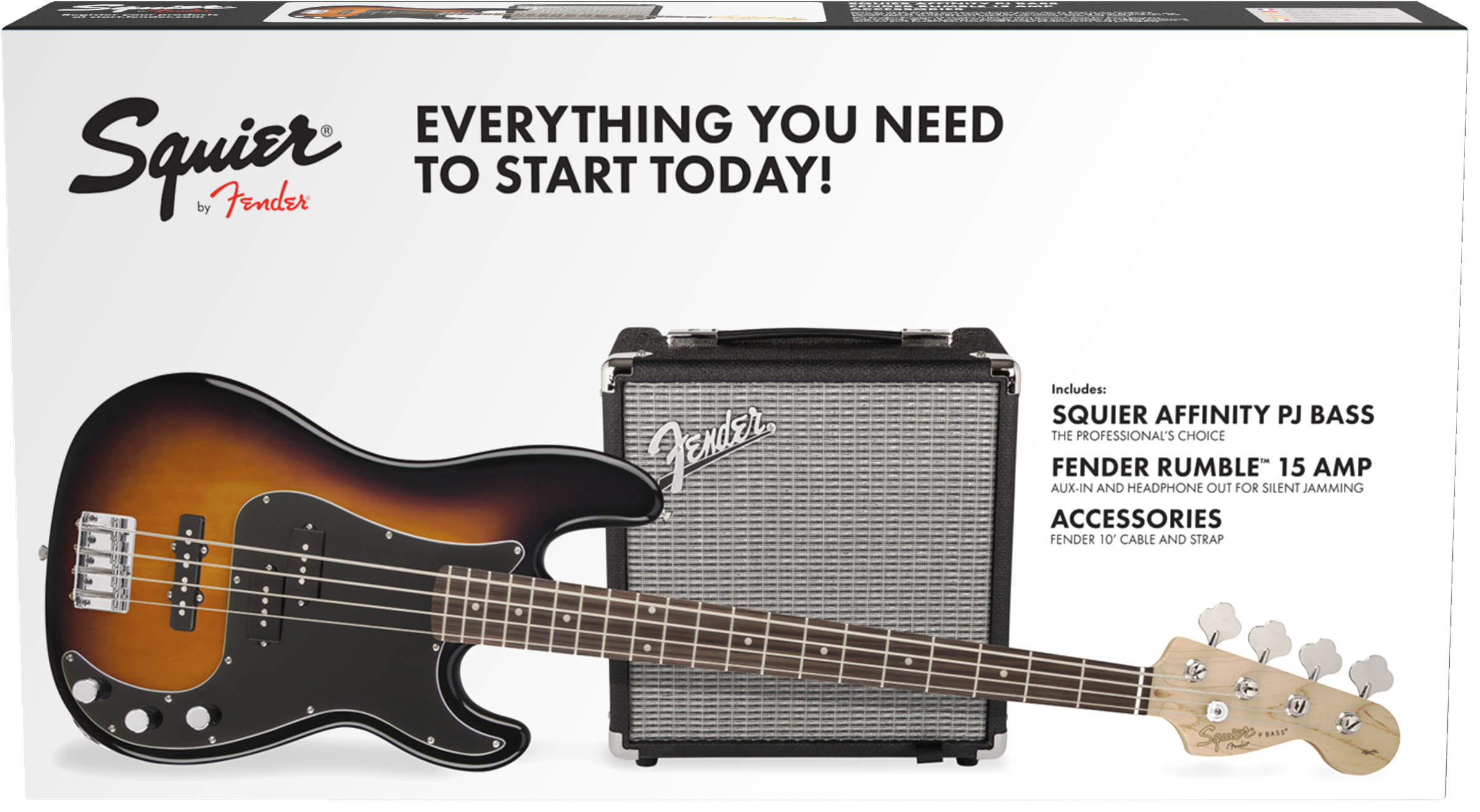 Squier Affinity Series Precision Bass Pj Pack (lau) - Brown Sunburst - Solid body electric bass - Variation 1