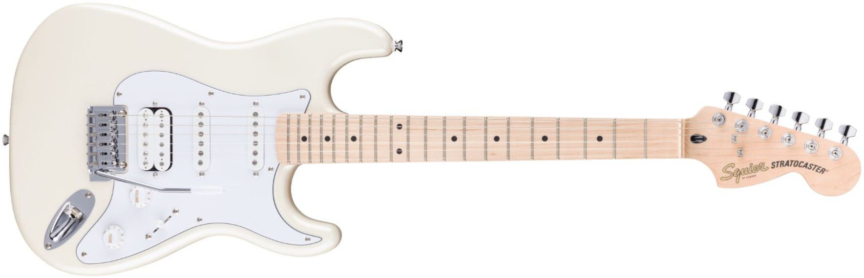 Squier Affinity Strat Junior Ltd Hss Trem Mn - Pearl White - Str shape electric guitar - Main picture