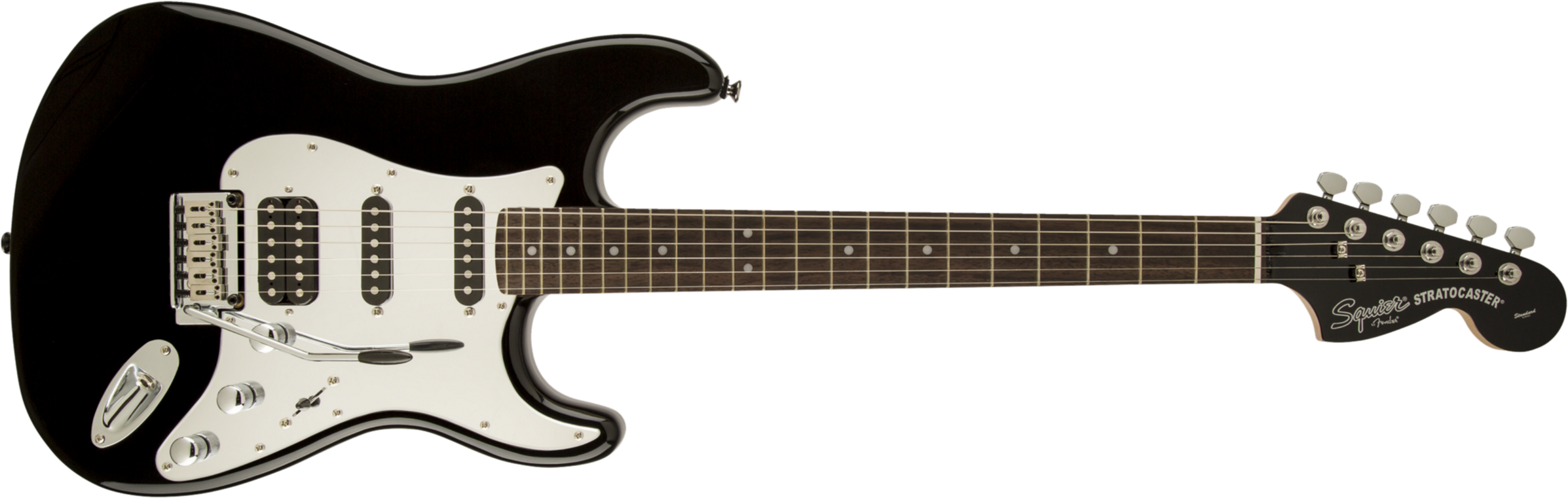 Squier Black & Chrome Standard Strat Hss (lau) - Black - Str shape electric guitar - Main picture