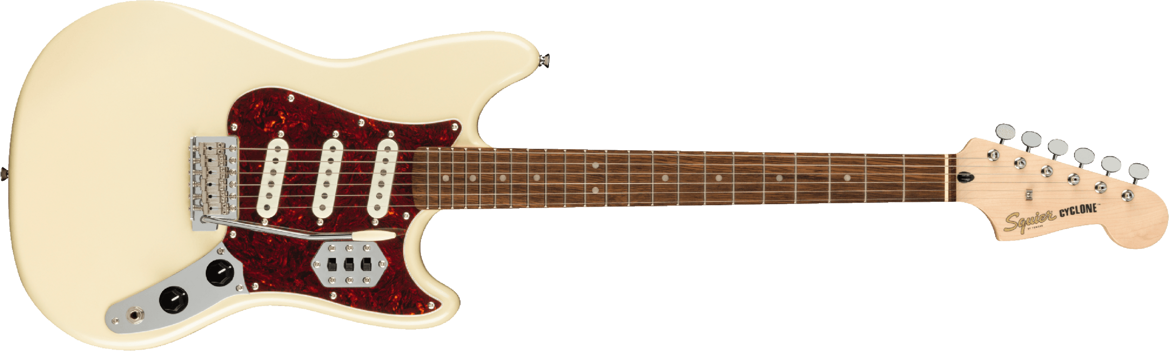 Squier Cyclone Paranormal 3s Trem Lau - Polar White - Retro rock electric guitar - Main picture