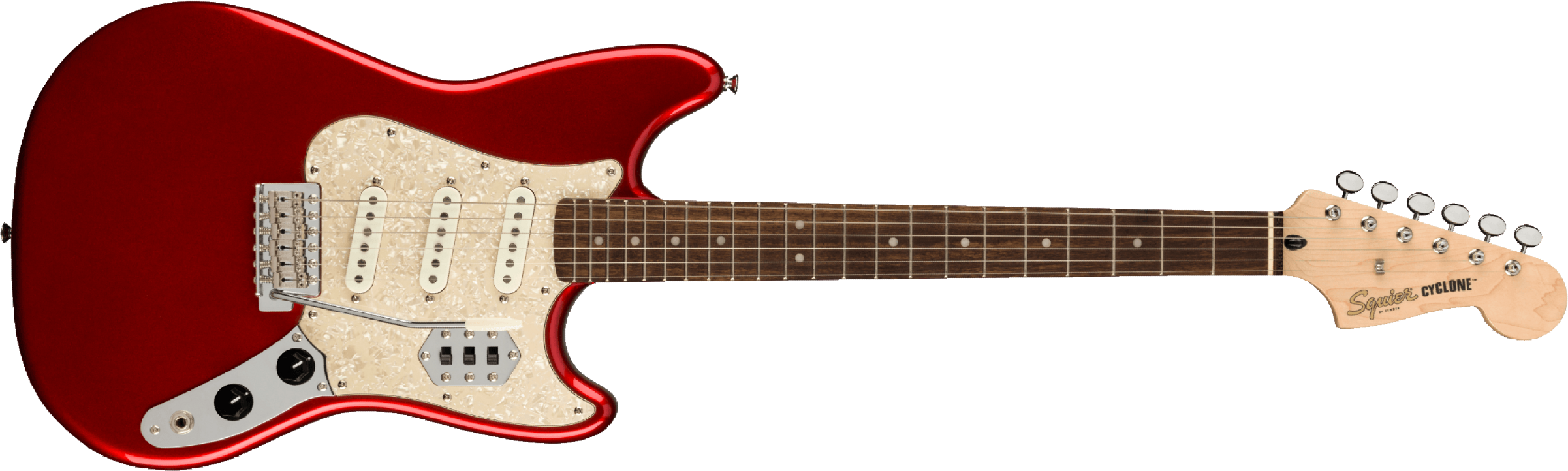 Squier Cyclone Paranormal 3s Trem Lau - Candy Apple Red - Retro rock electric guitar - Main picture