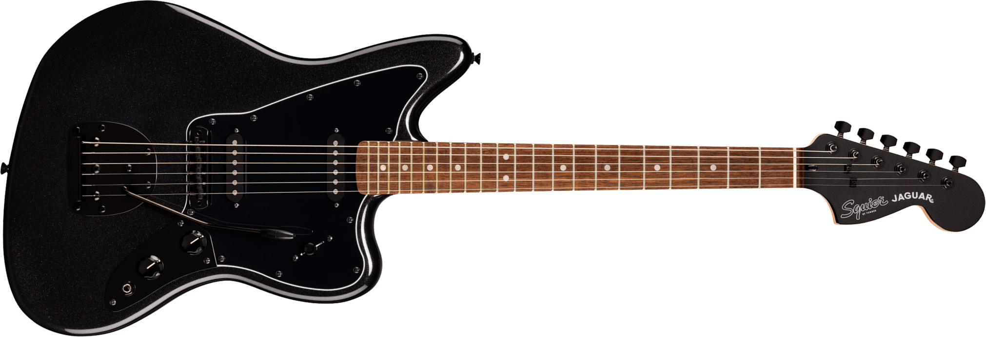 Squier Jaguar Affinity Fsr Shsc 2s Trem Lau - Metallic Black - Retro rock electric guitar - Main picture
