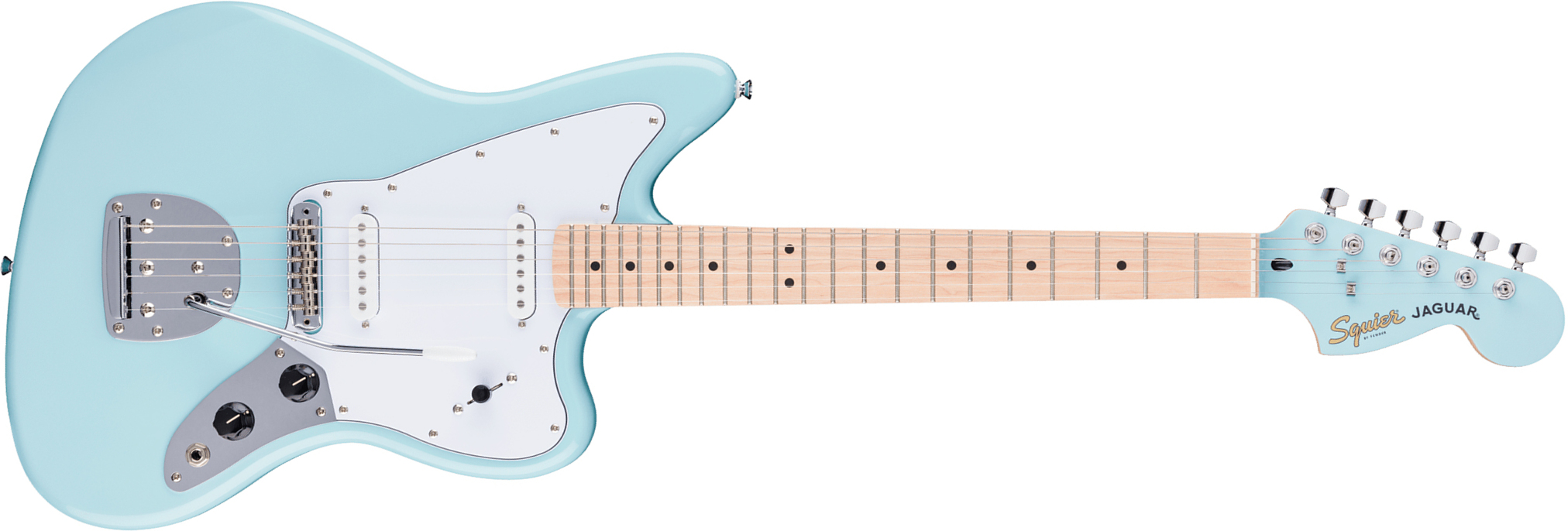 Squier Jaguar Affinity Fsr Shsc 2s Trem Mn - Daphne Blue - Retro rock electric guitar - Main picture