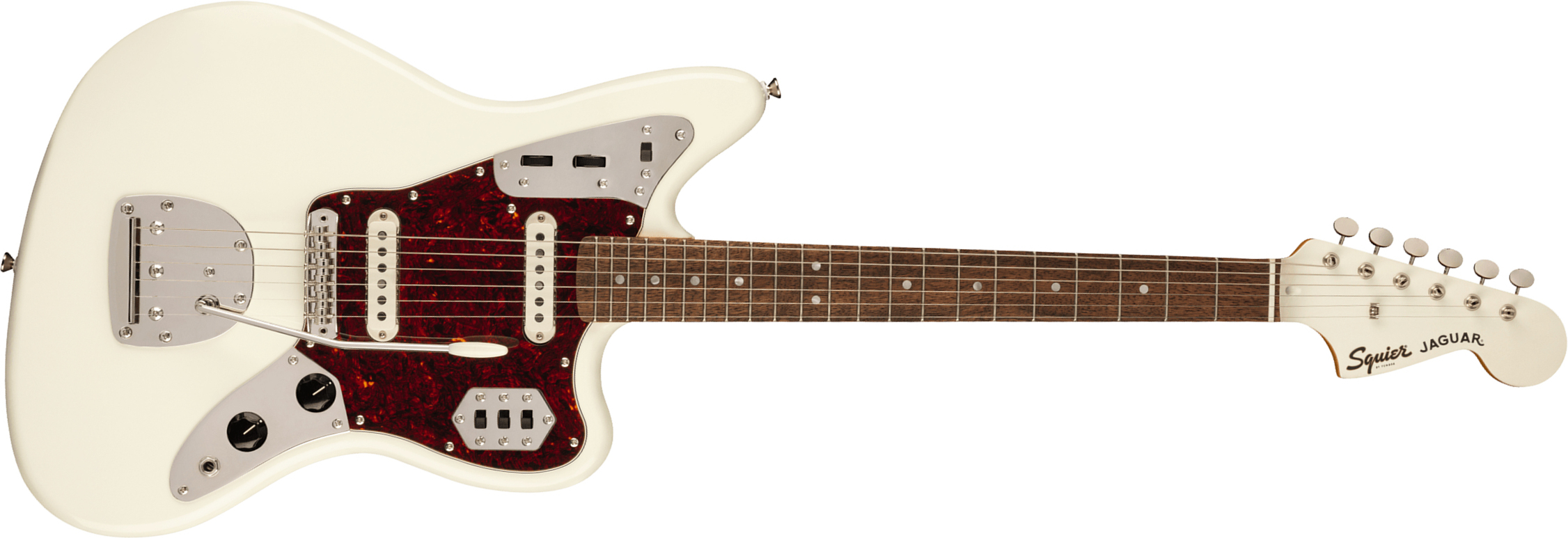 Squier Jaguar Classic Vibe 60s Fsr Ltd Lau - Olympic White With Matching Headstock - Retro rock electric guitar - Main picture