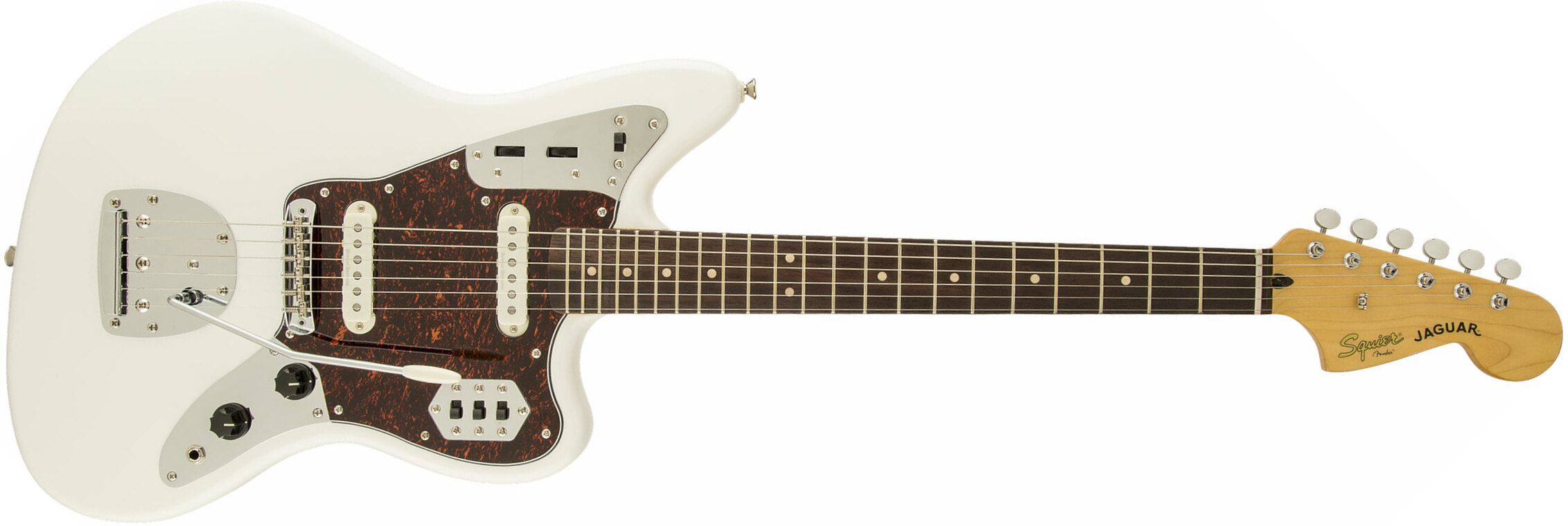 Squier Jaguar Vintage Modified Ss Lau - Olympic White - Retro rock electric guitar - Main picture