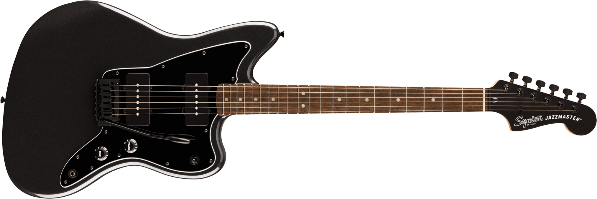 Squier Jazzmaster Affinity Fsr Ltd 2s Trem Lau - Metallic Black - Retro rock electric guitar - Main picture