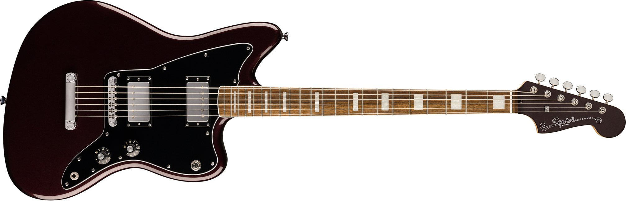 Squier Jazzmaster Baritone Hh Paranormal 2h Ht Lau - Oxblood - Retro rock electric guitar - Main picture